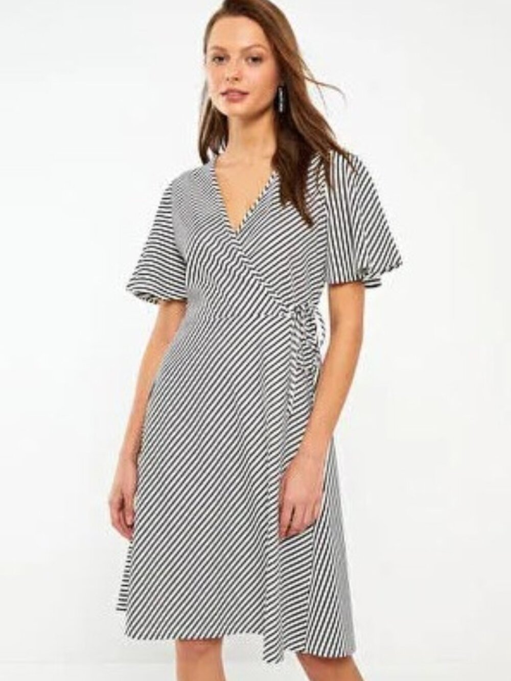 H&M Black and Cream Striped Dress